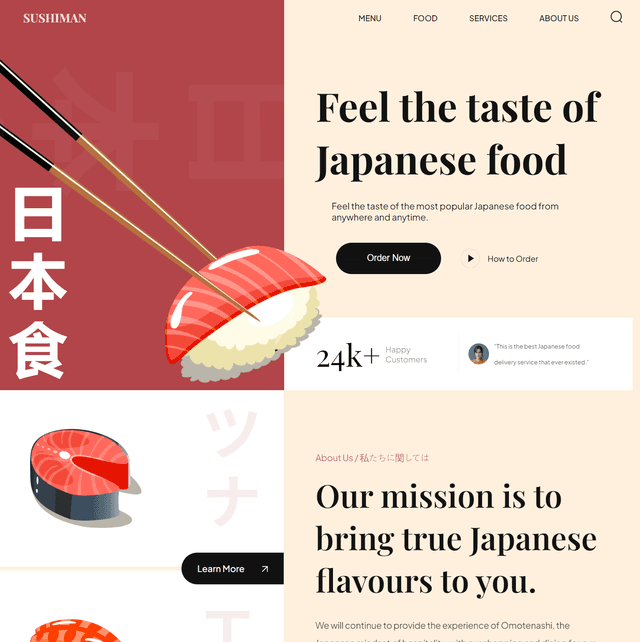 Sushiman - A UI implementation for a sushi restaurant's website